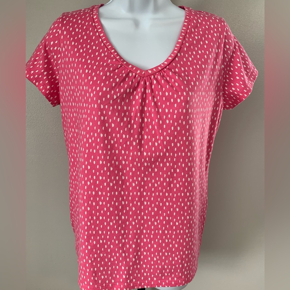 St. John's Bay Pink and White Short Sleeve Top